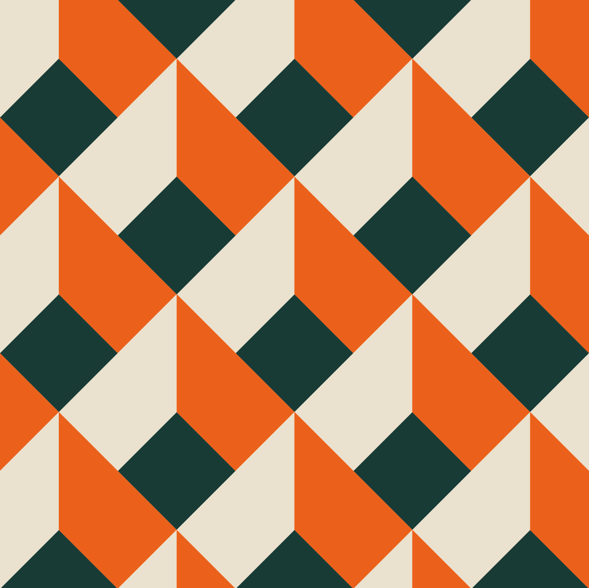 green, orange and cream geometric pattern in the shape of tiles created for the artistic direction of bcompanion